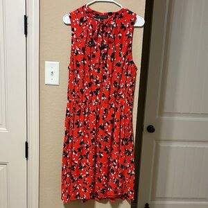 Banana Republic Red Floral Sleeveless Midi Dress